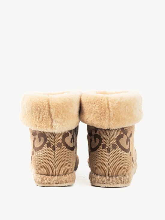 Gucci Fria Beige Jumbo GG Sherpa Horsebit Ankle Boots - Picture 3 of 11